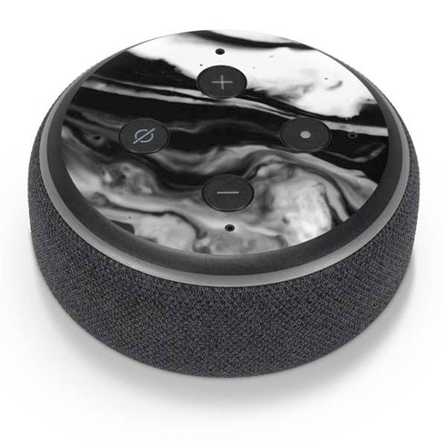Black and White Marble Ink Amazon Echo Dot Skin