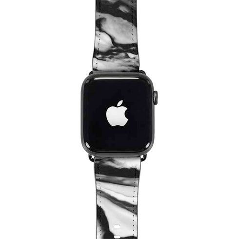 Black and White Marble Ink Apple Watch Band 42-44mm