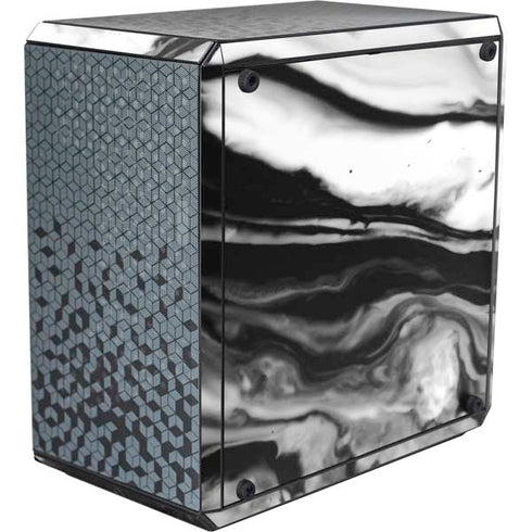 Black and White Marble Ink Cooler Master MasterBox Q300L Mini Tower Skin