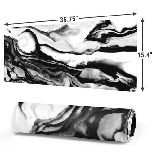 Black and White Marble Ink Gaming Mouse Pad