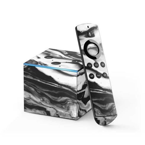 Black and White Marble Ink Fire TV Cube Skin