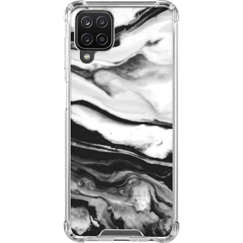 Black and White Marble Ink Galaxy A12 Clear Case