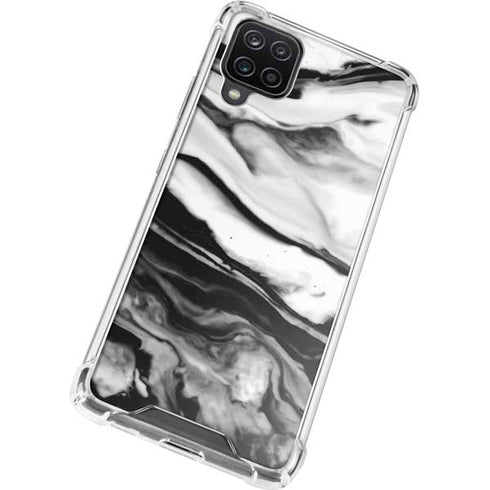 Black and White Marble Ink Galaxy A12 Clear Case