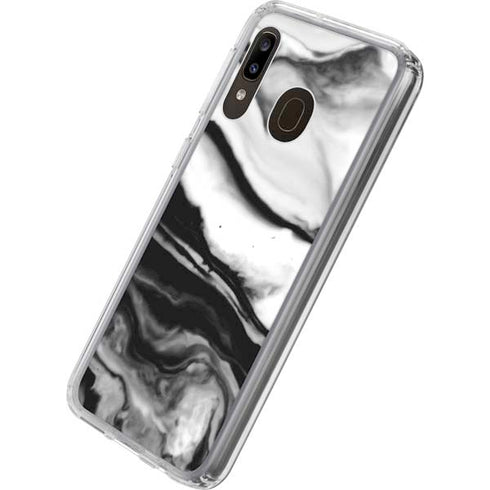 Black and White Marble Ink Galaxy A20 Clear Case