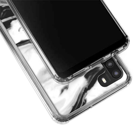 Black and White Marble Ink Galaxy A21 Clear Case