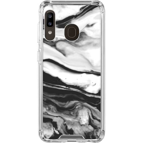 Black and White Marble Ink Galaxy A30 Clear Case