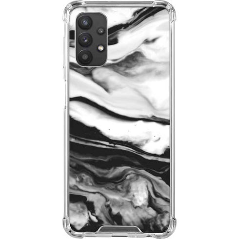 Black and White Marble Ink Galaxy A32 5G Clear Case