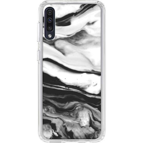 Black and White Marble Ink Galaxy A50 Clear Case