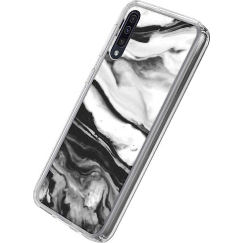 Black and White Marble Ink Galaxy A50 Clear Case