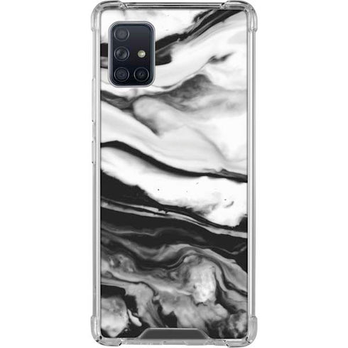 Black and White Marble Ink Galaxy A51 5G Clear Case
