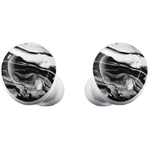Black and White Marble Ink Galaxy Buds Plus Skin