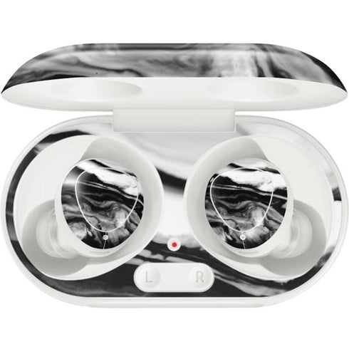 Black and White Marble Ink Galaxy Buds Plus Skin