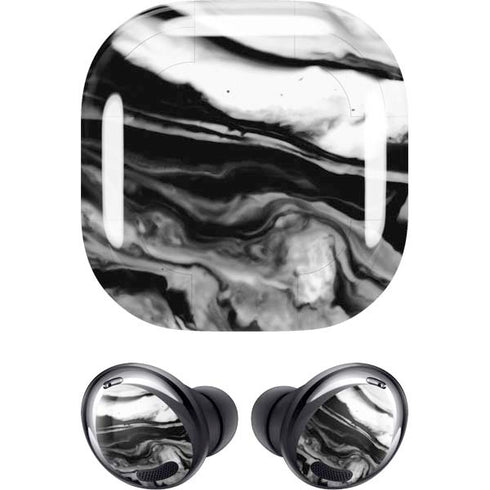 Black and White Marble Ink Galaxy Buds Pro Skin