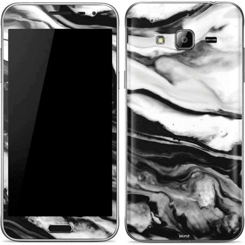 Black and White Marble Ink Galaxy J3 Skin