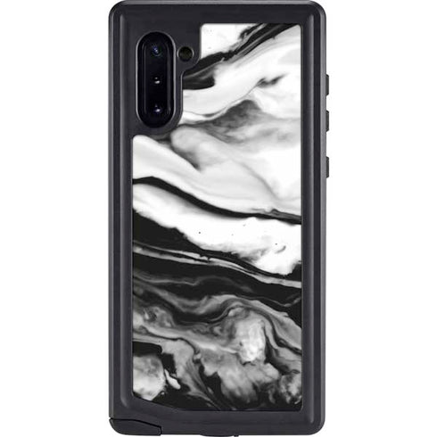 Black and White Marble Ink Galaxy Note 10 Waterproof Case