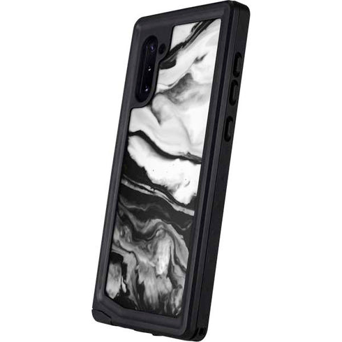 Black and White Marble Ink Galaxy Note 10 Waterproof Case