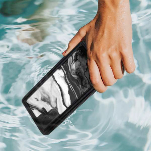Black and White Marble Ink Galaxy Note 10 Waterproof Case