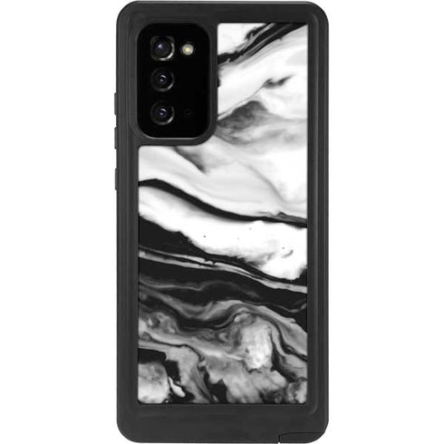 Black and White Marble Ink Galaxy Note20 5G Waterproof Case