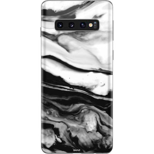 Black and White Marble Ink Galaxy S10 Skin