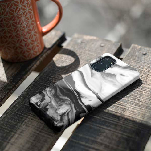 Black and White Marble Ink Galaxy S20 Plus Pro Case