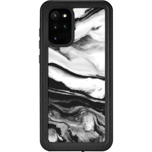 Black and White Marble Ink Galaxy S20 Plus Waterproof Case