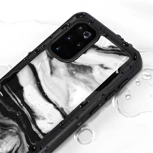 Black and White Marble Ink Galaxy S20 Plus Waterproof Case