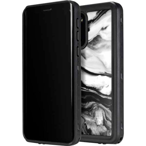 Black and White Marble Ink Galaxy S20 Waterproof Case