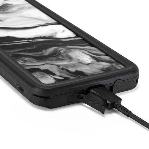 Black and White Marble Ink Galaxy S20 Waterproof Case