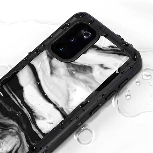 Black and White Marble Ink Galaxy S20 Waterproof Case
