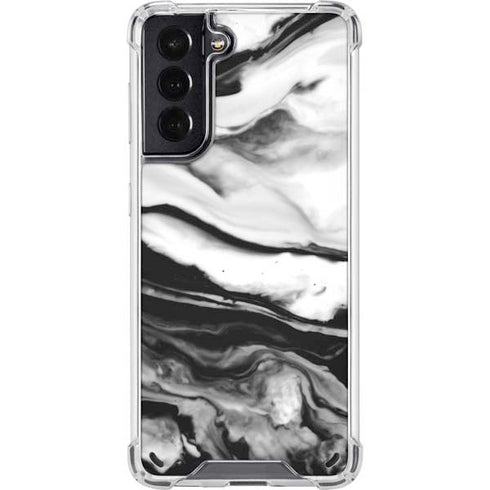 Black and White Marble Ink Galaxy S21 5G Clear Case