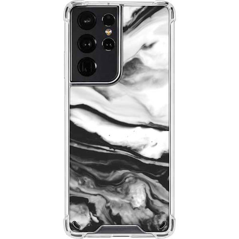 Black and White Marble Ink Galaxy S21 Ultra 5G Clear Case