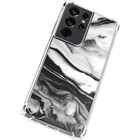 Black and White Marble Ink Galaxy S21 Ultra 5G Clear Case