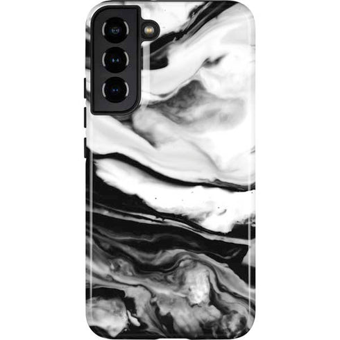 Black and White Marble Ink Galaxy S22 Plus Pro Case