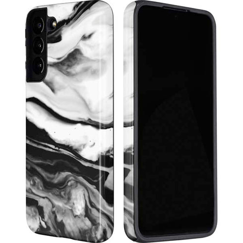 Black and White Marble Ink Galaxy S22 Plus Pro Case