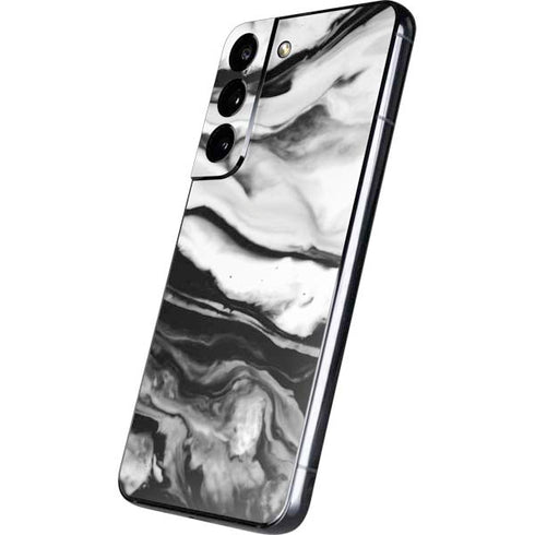 Black and White Marble Ink Galaxy S22 Skin