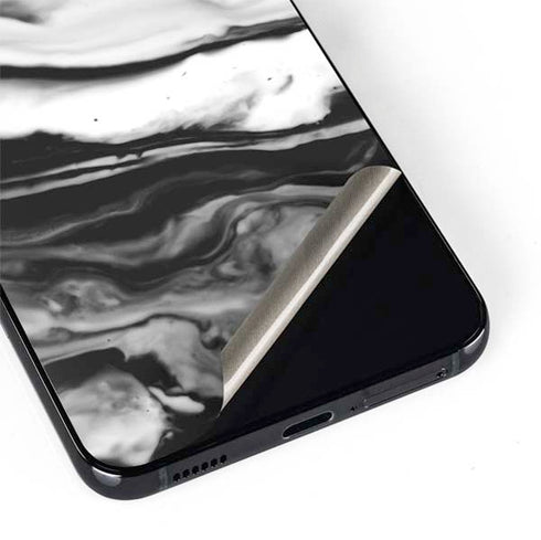 Black and White Marble Ink Galaxy S22 Skin