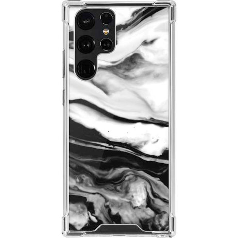 Black and White Marble Ink Galaxy S22 Ultra Clear Case
