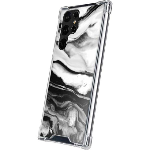 Black and White Marble Ink Galaxy S22 Ultra Clear Case