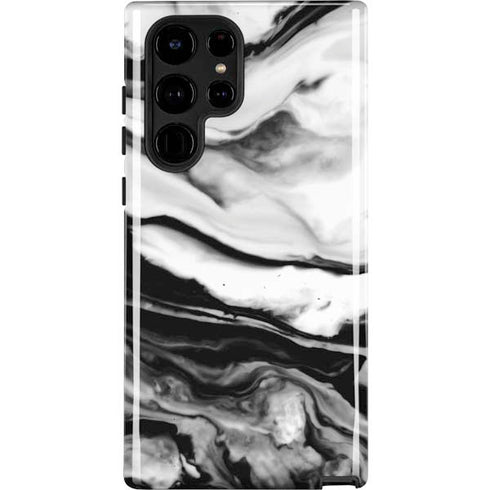 Black and White Marble Ink Galaxy S22 Ultra Pro Case