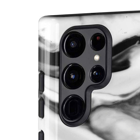 Black and White Marble Ink Galaxy S22 Ultra Pro Case