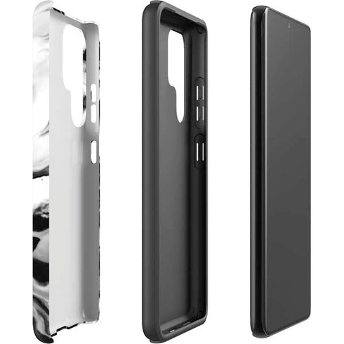 Black and White Marble Ink Galaxy S22 Ultra Pro Case