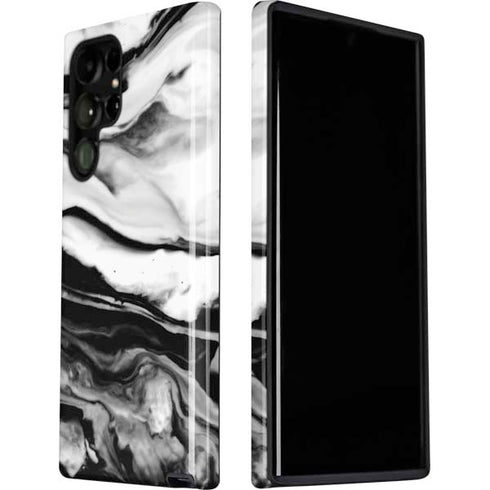 Black and White Marble Ink Galaxy S22 Ultra Pro Case