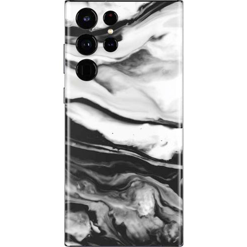 Black and White Marble Ink Galaxy S22 Ultra Skin