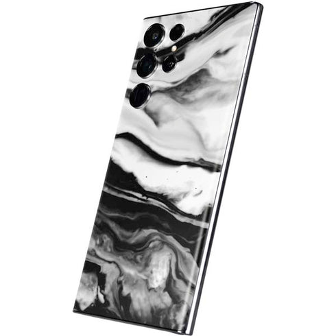 Black and White Marble Ink Galaxy S22 Ultra Skin