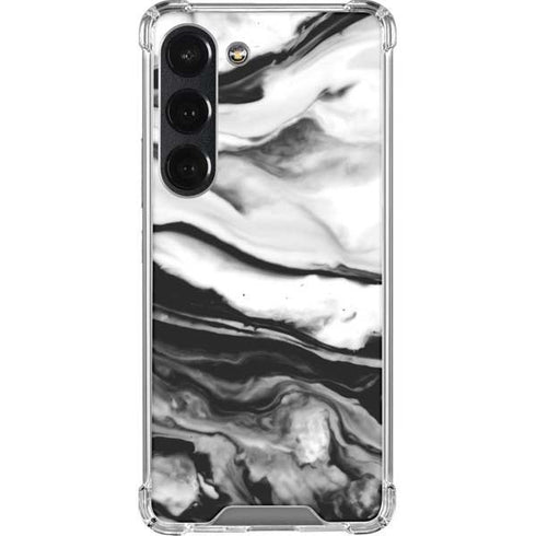 Black and White Marble Ink Galaxy S23 Clear Case