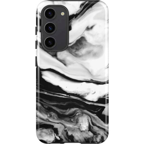 Black and White Marble Ink Galaxy S23 Plus Pro Case