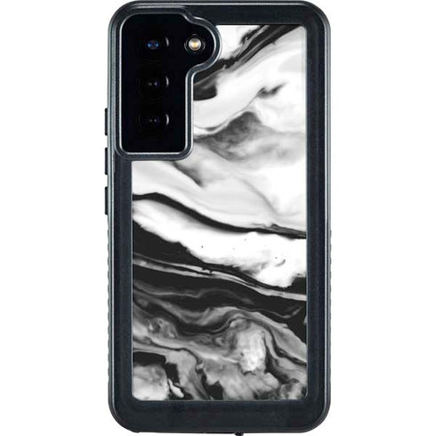 Black and White Marble Ink Galaxy S23 Plus Waterproof Case