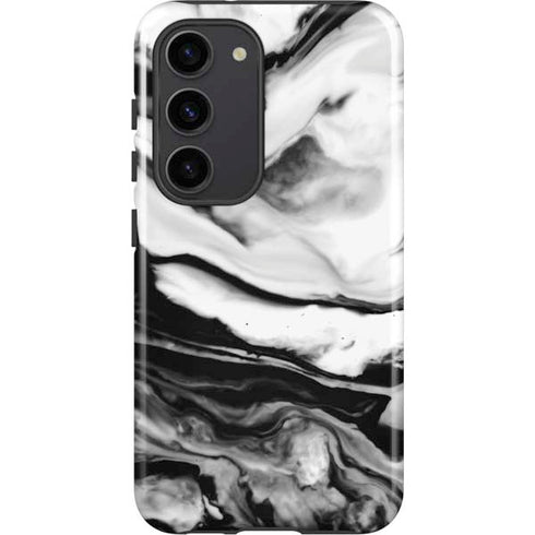 Black and White Marble Ink Galaxy S23 Pro Case