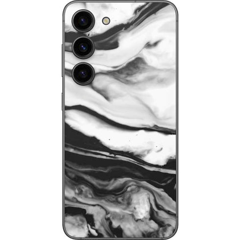Black and White Marble Ink Galaxy S23 Skin