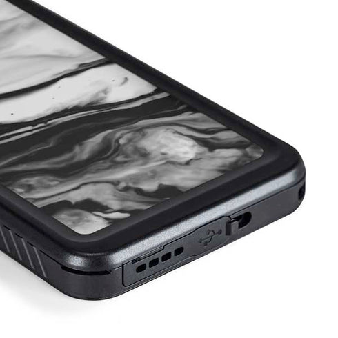 Black and White Marble Ink Galaxy S23 Waterproof Case